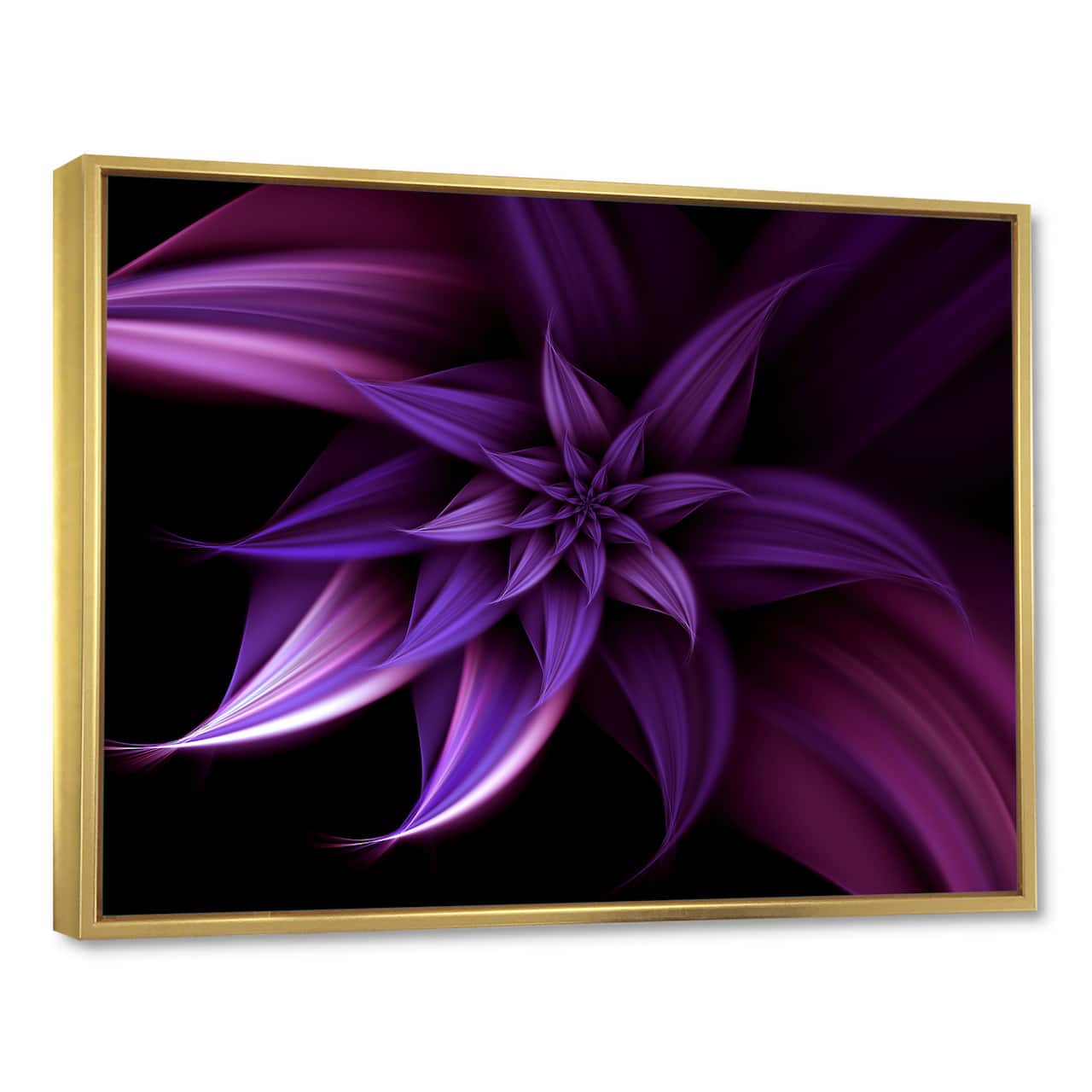 Designart - Fractal Flower Purple - Floral Art Framed Canvas Print